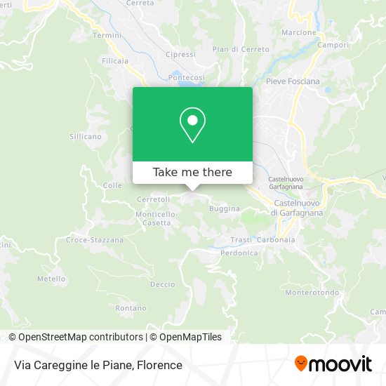 Via Careggine le Piane map