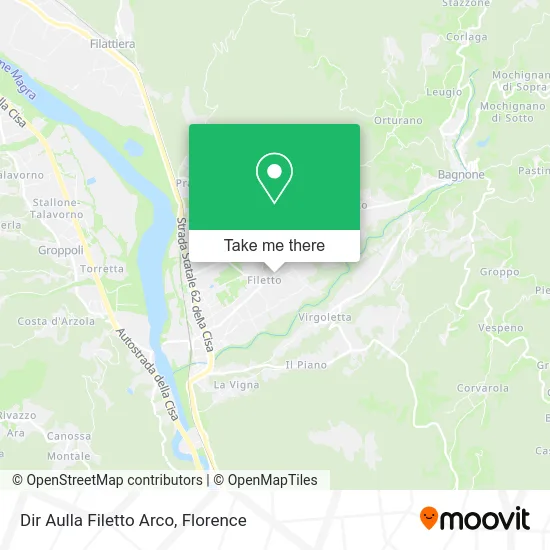 Direction Aulla Filetto Arch map