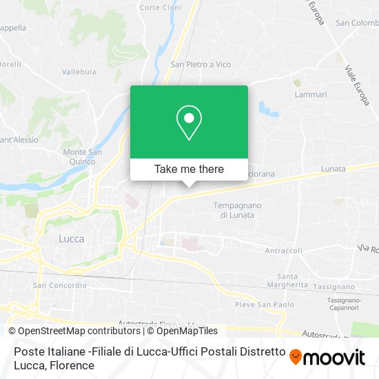 Poste Italiane -Filiale di Lucca-Uffici Postali Distretto Lucca map