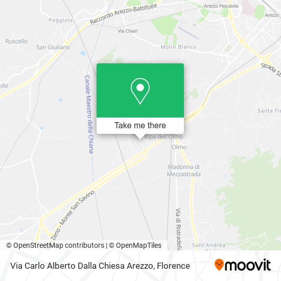Via Carlo Alberto Dalla Chiesa Arezzo map