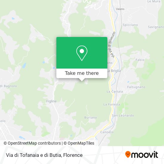 Via di Tofanaia e di Butia map