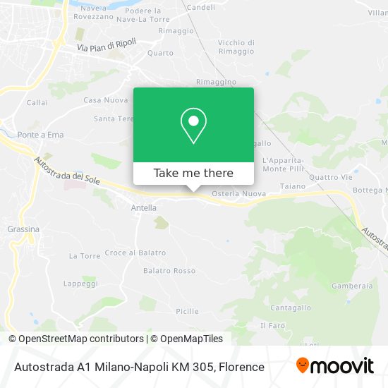 Autostrada A1 Milano-Napoli KM 305 map
