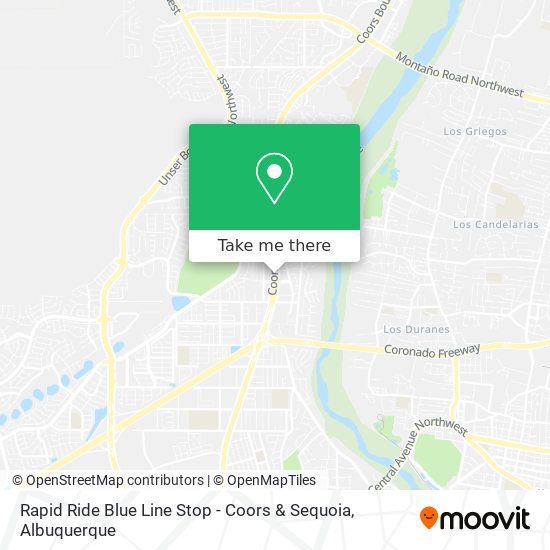Mapa de Rapid Ride Blue Line Stop - Coors & Sequoia