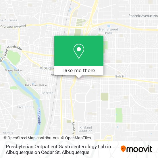 Presbyterian Outpatient Gastroenterology Lab in Albuquerque on Cedar St map