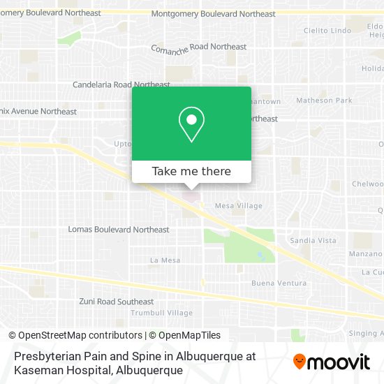 Mapa de Presbyterian Pain and Spine in Albuquerque at Kaseman Hospital