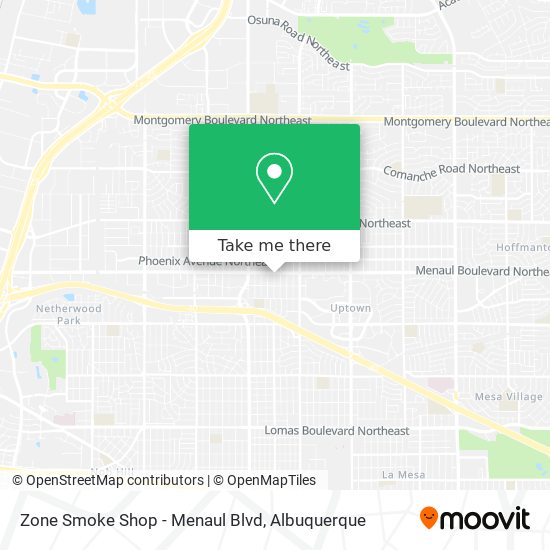 Mapa de Zone Smoke Shop - Menaul Blvd