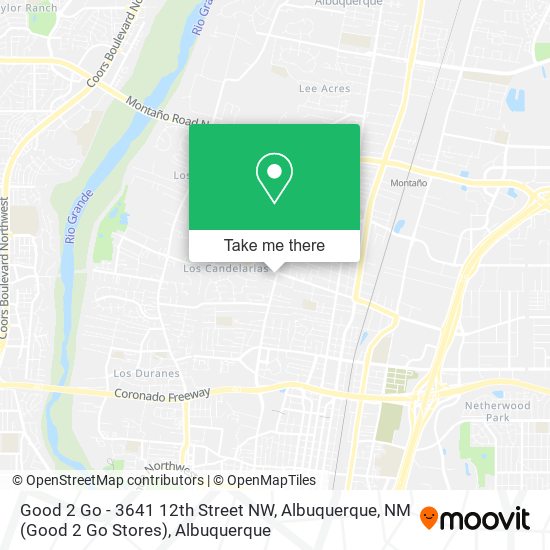 Good 2 Go - 3641 12th Street NW, Albuquerque, NM (Good 2 Go Stores) map