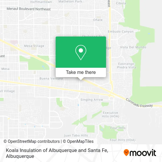 Koala Insulation of Albuquerque and Santa Fe map