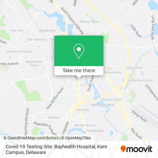 Covid-19 Testing Site: Bayhealth Hospital, Kent Campus map