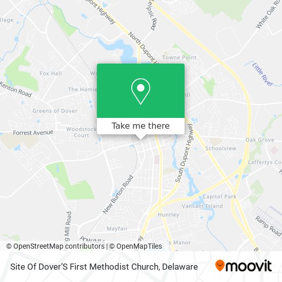 Site Of Dover’S First Methodist Church map