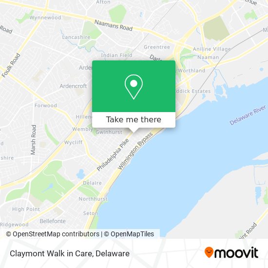 Claymont Walk in Care map