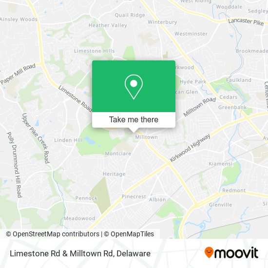 Limestone Rd & Milltown Rd map