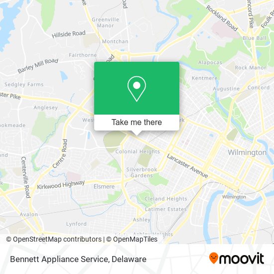 Bennett Appliance Service map