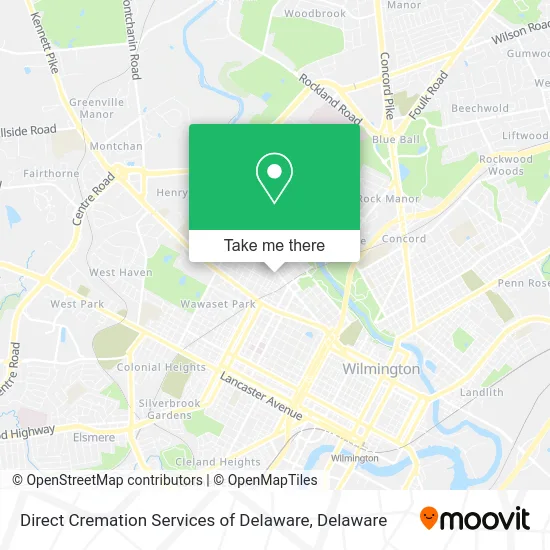 Direct Cremation Services of Delaware map