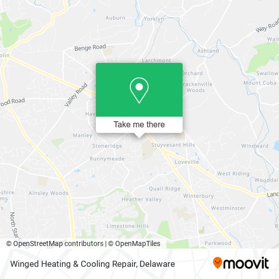 Winged Heating & Cooling Repair map