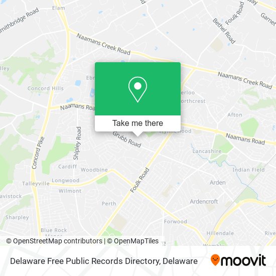 Mapa de Delaware Free Public Records Directory