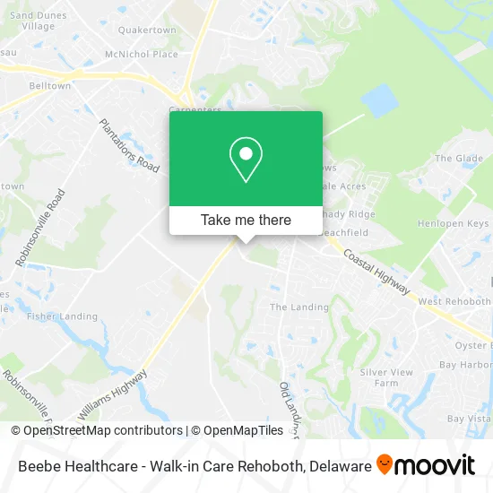 Mapa de Beebe Healthcare - Walk-in Care Rehoboth