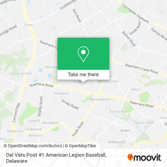 Del Vets Post #1 American Legion Baseball map