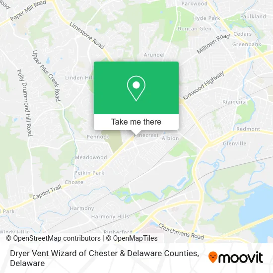 Dryer Vent Wizard of Chester & Delaware Counties map