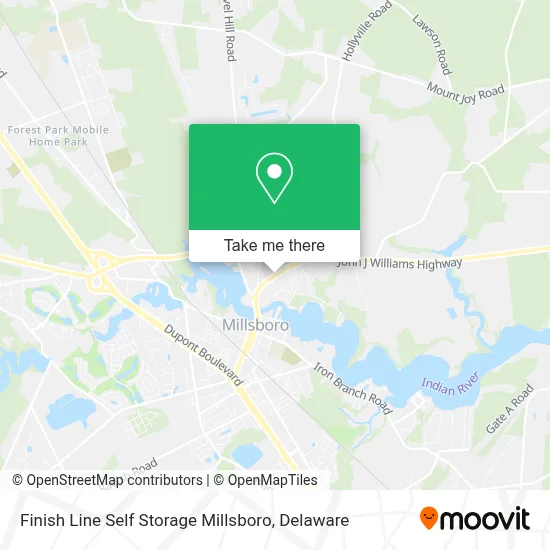 Finish Line Self Storage Millsboro map