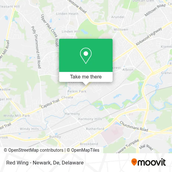 Red Wing - Newark, De map