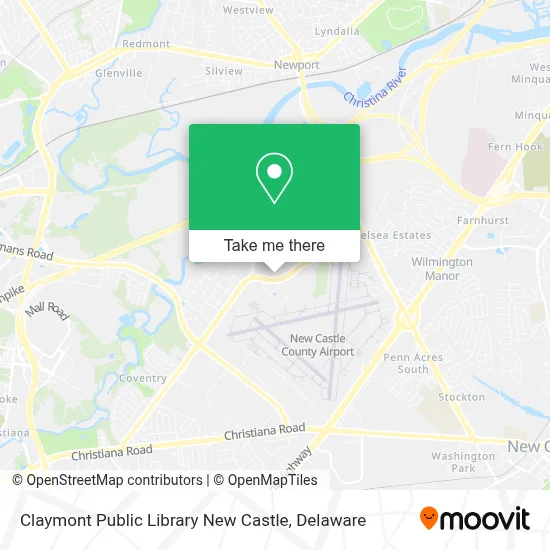 Claymont Public Library New Castle map