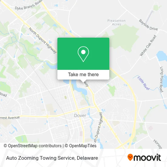Auto Zooming Towing Service map