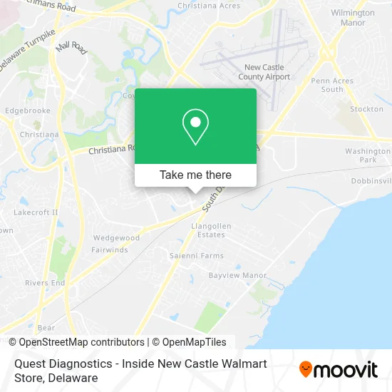 Quest Diagnostics - Inside New Castle Walmart Store map