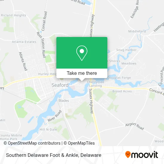 Southern Delaware Foot & Ankle map