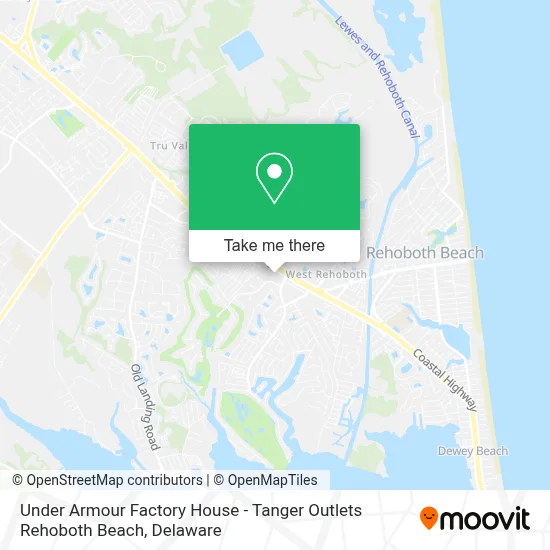 Under Armour Factory House - Tanger Outlets Rehoboth Beach map