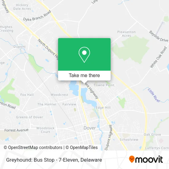 Mapa de Greyhound: Bus Stop - 7-Eleven