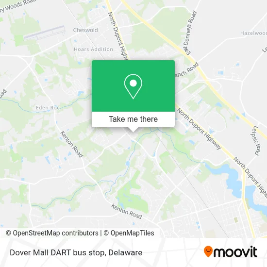 Dover Mall DART bus stop map