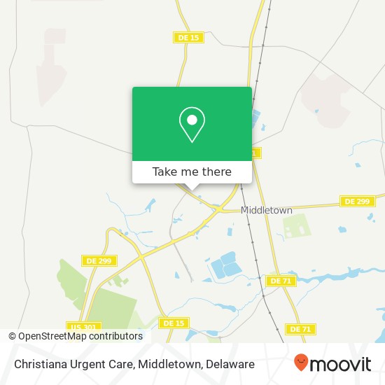 Christiana Urgent Care, Middletown map