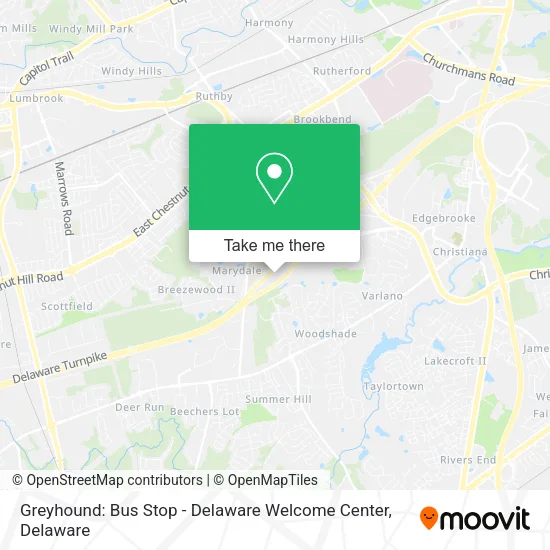 Greyhound: Bus Stop - Delaware Welcome Center map