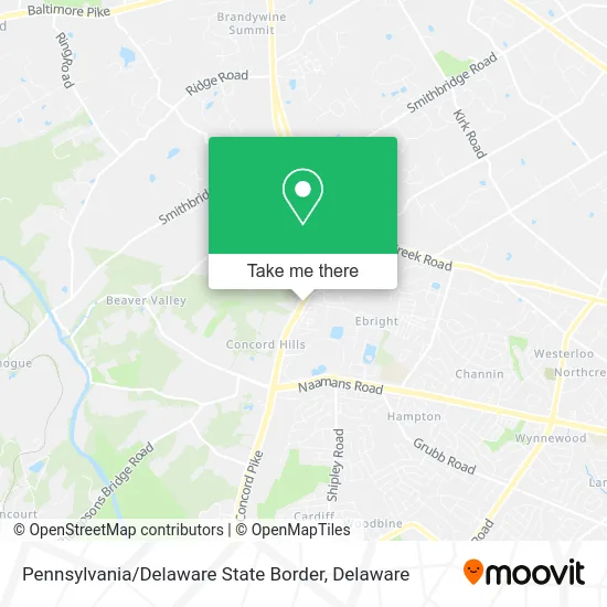 Pennsylvania / Delaware State Border map