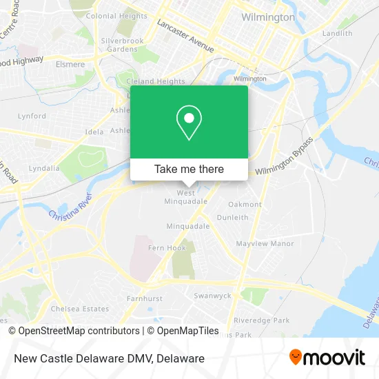 New Castle Delaware DMV map