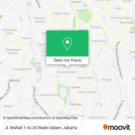 Jl. Mahali 1 no.20 Radio dalam map