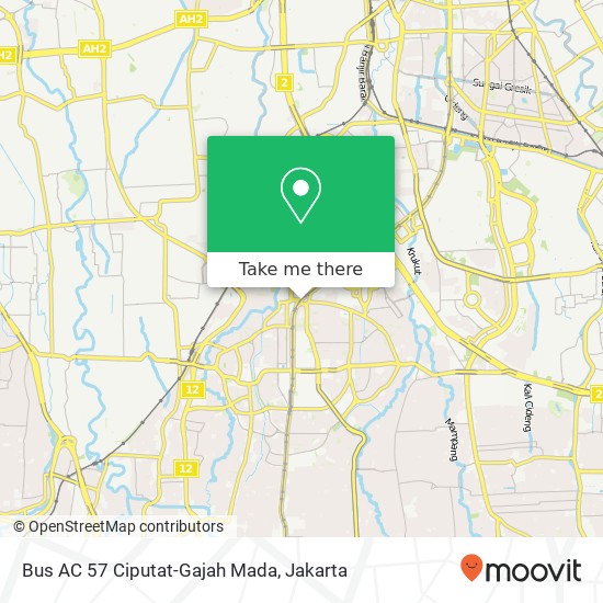 Bus AC 57 Ciputat-Gajah Mada map