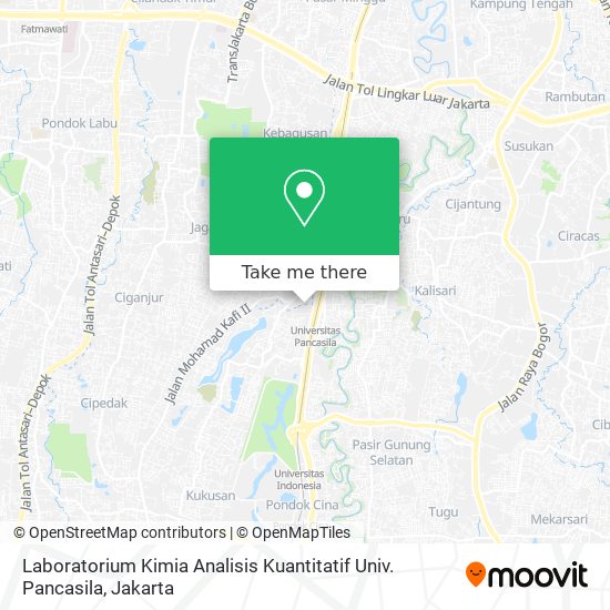 Laboratorium Kimia Analisis Kuantitatif Univ. Pancasila map