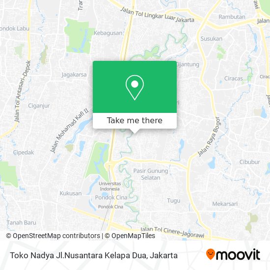 Toko Nadya Jl.Nusantara Kelapa Dua map