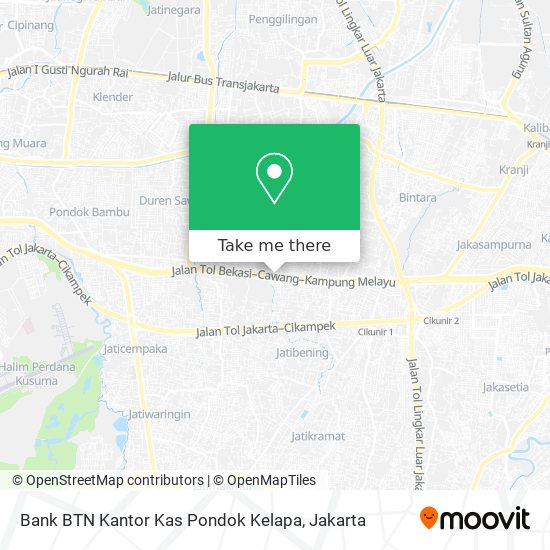 Bank BTN Kantor Kas Pondok Kelapa map