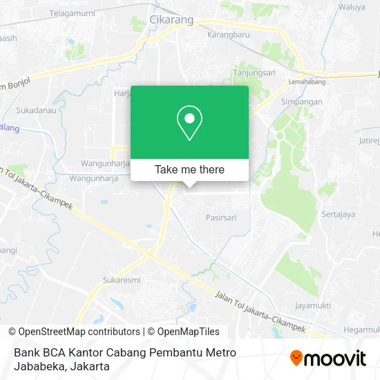 Bank BCA Kantor Cabang Pembantu Metro Jababeka map