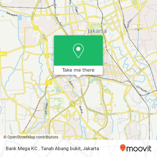 Bank Mega KC . Tanah Abang bukit map