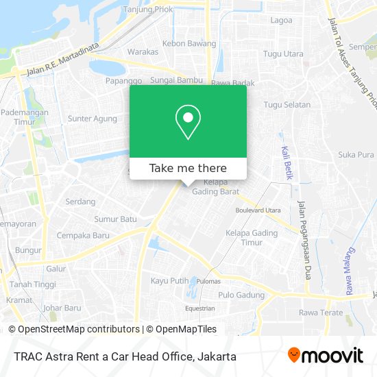 TRAC Astra Rent a Car Head Office map