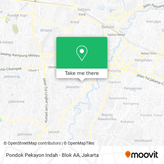 Pondok Pekayon Indah - Blok AA map