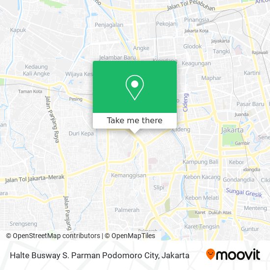 Halte Busway S. Parman Podomoro City map