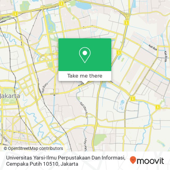 Universitas Yarsi-Ilmu Perpustakaan Dan Informasi, Cempaka Putih 10510 map