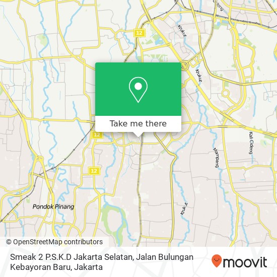 Smeak 2 P.S.K.D Jakarta Selatan, Jalan Bulungan Kebayoran Baru map