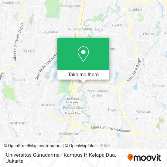 Universitas Gunadarma - Kampus H Kelapa Dua map