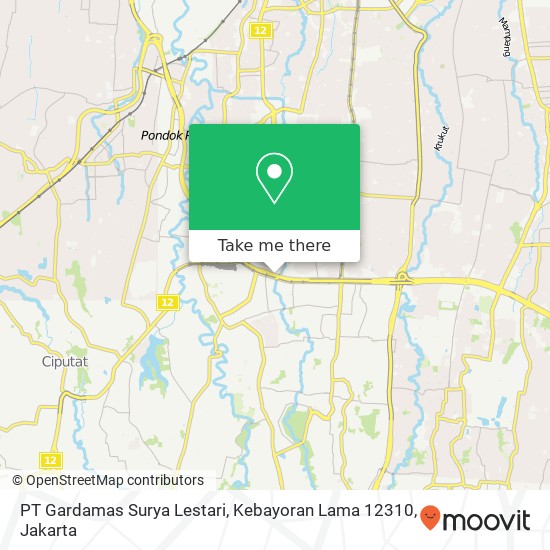 PT Gardamas Surya Lestari, Kebayoran Lama 12310 map